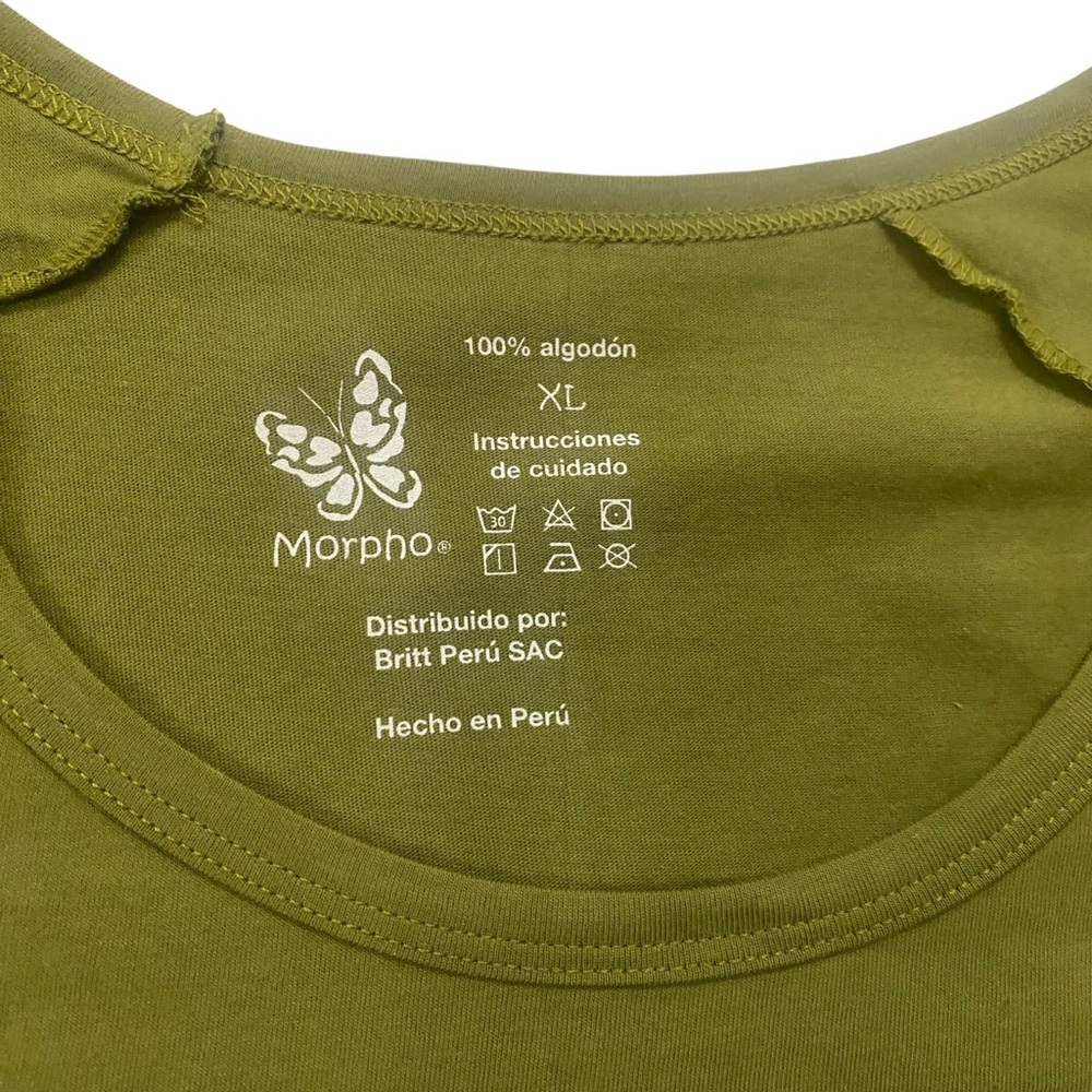 NWT XL Cuzco 100% Peruvian Cotton Olive Green Short Sleeve T-Shirt Scoop Neck - Picture 5 of 8